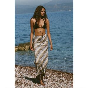 NWOT Faithfull the Brand Elisa Maxi Skirt in Marine Stripe Lilac Natural Tan